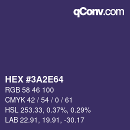カラーコード: HEX #3A2E64 | qconv.com