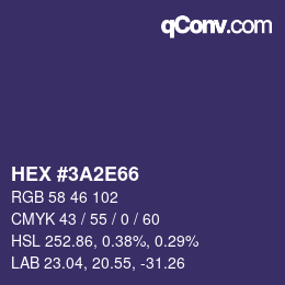 Color code: HEX #3A2E66 | qconv.com