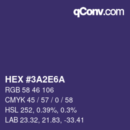 カラーコード: HEX #3A2E6A | qconv.com