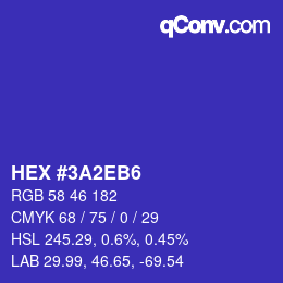 Color code: HEX #3A2EB6 | qconv.com