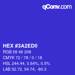 カラーコード: HEX #3A2ED0 | qconv.com