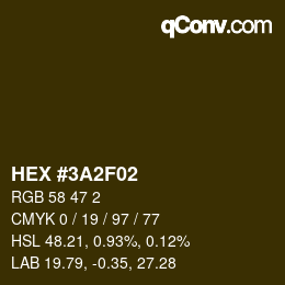 カラーコード: HEX #3A2F02 | qconv.com