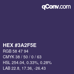 Color code: HEX #3A2F5E | qconv.com