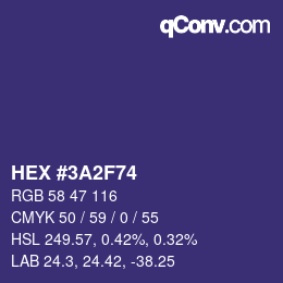 颜色代码: HEX #3A2F74 | qconv.com