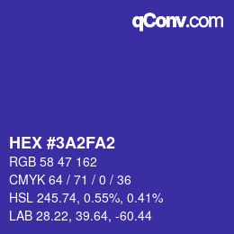 Color code: HEX #3A2FA2 | qconv.com