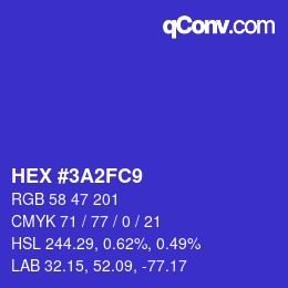 Color code: HEX #3A2FC9 | qconv.com