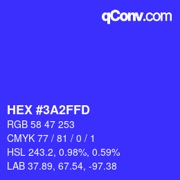 カラーコード: HEX #3A2FFD | qconv.com