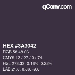 Color code: HEX #3A3042 | qconv.com