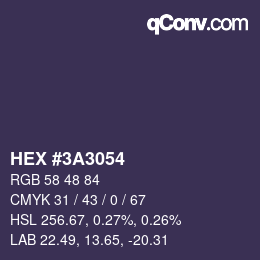 カラーコード: HEX #3A3054 | qconv.com