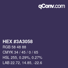カラーコード: HEX #3A3058 | qconv.com