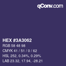 カラーコード: HEX #3A3062 | qconv.com