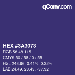 Color code: HEX #3A3073 | qconv.com
