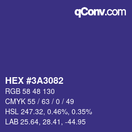 Color code: HEX #3A3082 | qconv.com