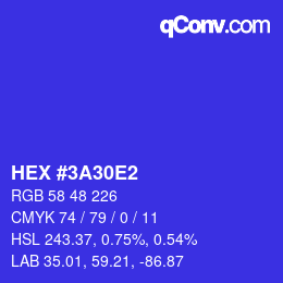 Color code: HEX #3A30E2 | qconv.com