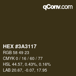 カラーコード: HEX #3A3117 | qconv.com