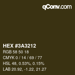 Color code: HEX #3A3212 | qconv.com