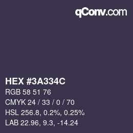 Color code: HEX #3A334C | qconv.com