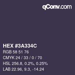 Color code: HEX #3A334C | qconv.com