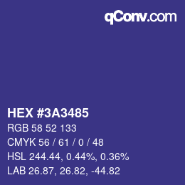 Color code: HEX #3A3485 | qconv.com
