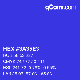 Color code: HEX #3A35E3 | qconv.com