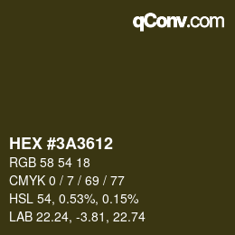 Color code: HEX #3A3612 | qconv.com