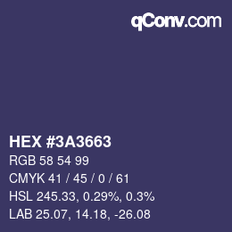 Color code: HEX #3A3663 | qconv.com