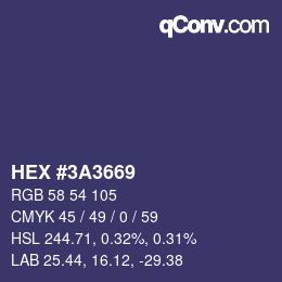 カラーコード: HEX #3A3669 | qconv.com