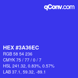 Color code: HEX #3A36EC | qconv.com