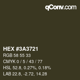 カラーコード: HEX #3A3721 | qconv.com