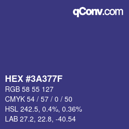 カラーコード: HEX #3A377F | qconv.com