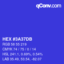 カラーコード: HEX #3A37DB | qconv.com