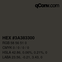 Color code: HEX #3A383300 | qconv.com