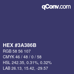 カラーコード: HEX #3A386B | qconv.com