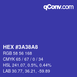 Color code: HEX #3A38A8 | qconv.com
