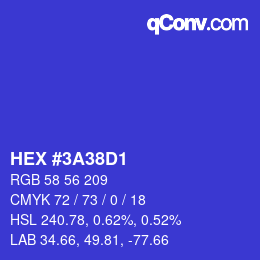 カラーコード: HEX #3A38D1 | qconv.com