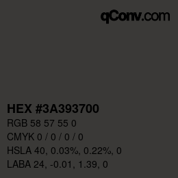 颜色代码: HEX #3A393700 | qconv.com