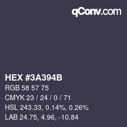 Color code: HEX #3A394B | qconv.com