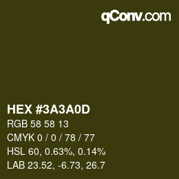 Color code: HEX #3A3A0D | qconv.com