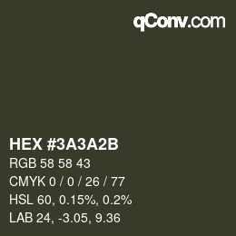 颜色代码: HEX #3A3A2B | qconv.com