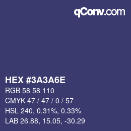 Color code: HEX #3A3A6E | qconv.com