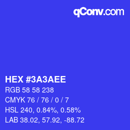 Color code: HEX #3A3AEE | qconv.com