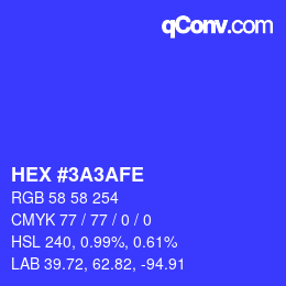 Color code: HEX #3A3AFE | qconv.com