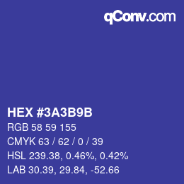 カラーコード: HEX #3A3B9B | qconv.com