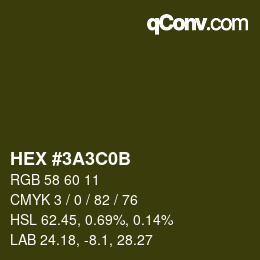 Color code: HEX #3A3C0B | qconv.com