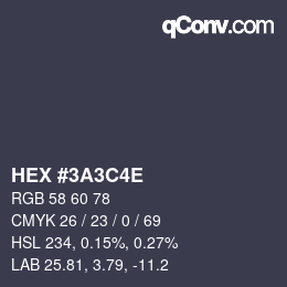 Color code: HEX #3A3C4E | qconv.com