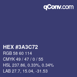 Color code: HEX #3A3C72 | qconv.com