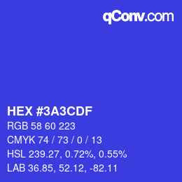 Color code: HEX #3A3CDF | qconv.com
