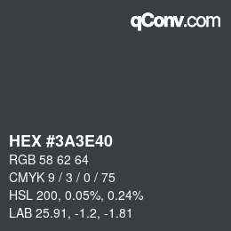 Color code: HEX #3A3E40 | qconv.com