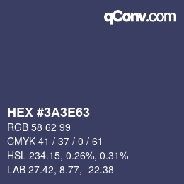 Color code: HEX #3A3E63 | qconv.com