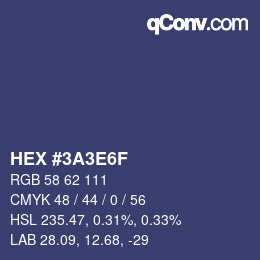 Color code: HEX #3A3E6F | qconv.com